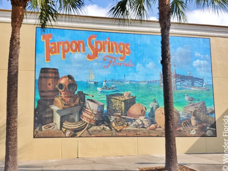 A mural of Tarpon Springs history in downtown Tarpon Springs.
