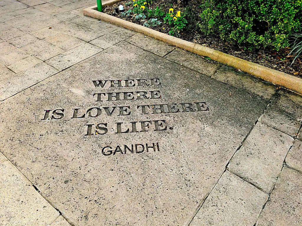 Florida Botanical Gardens - A Beautiful Hidden Gem in Largo 47 Gandhi quote etched in concrete reads, "Where there is love there is life."